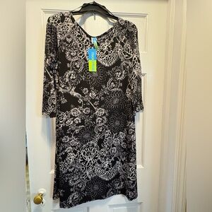 Touch Express Black and White Floral Long Sleeve Dress